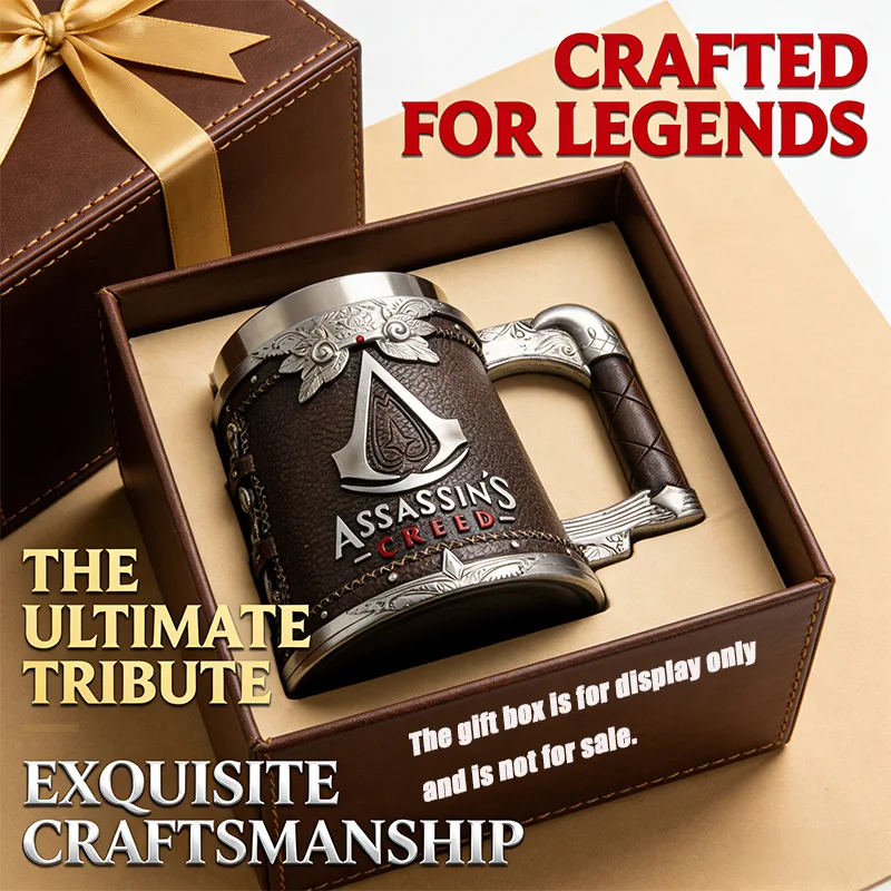 Jarra de Cerveza YANG Assassin's Creed de Gran Capacidad, Acero Inoxidable y Resina, Regalo Creativo con Temática de Videojuegos para Fans