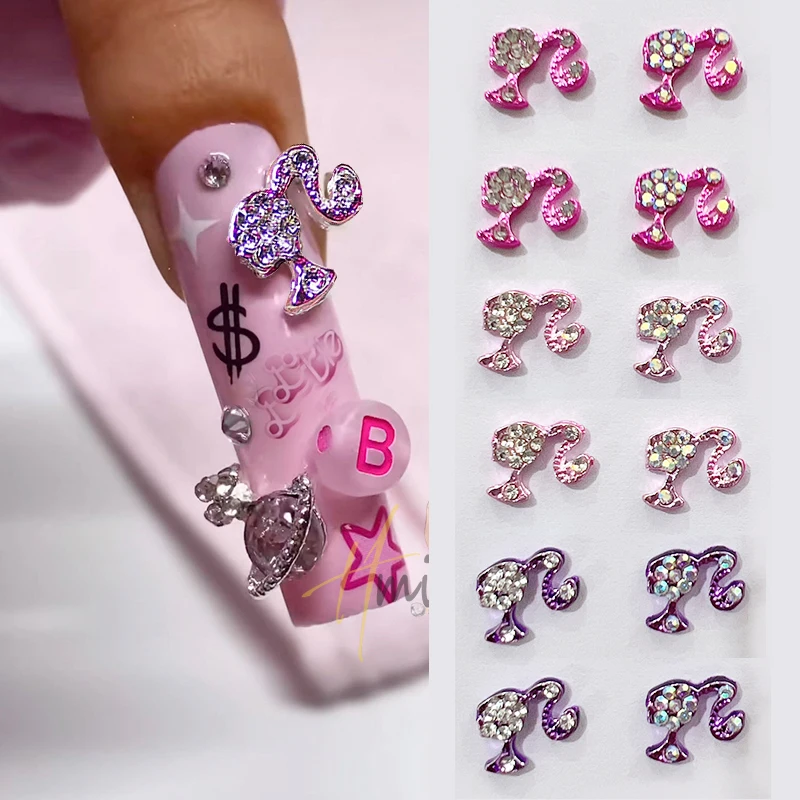 3D Beauty Girls Head Nail Charms Cool Girls Zircon Crystal Rhinestones Glitter Nail Art Jewelry DIY Manicure Decors