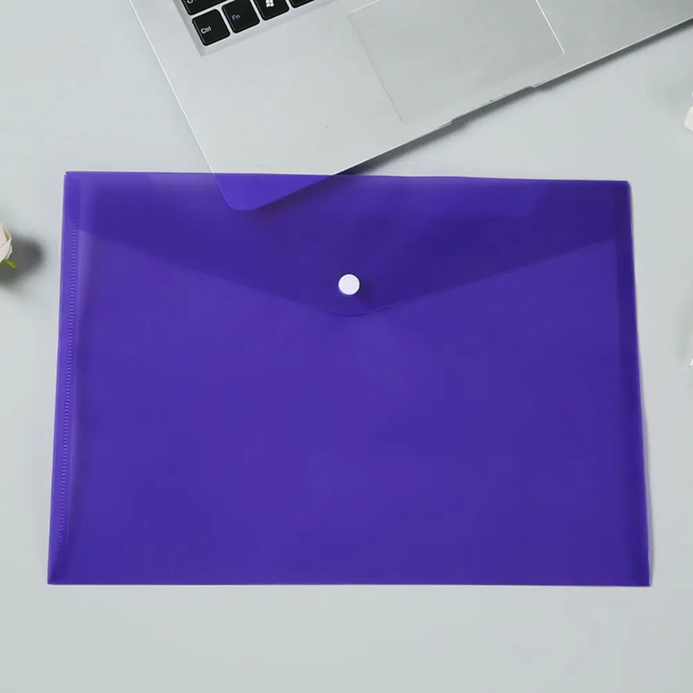 

1Pcs with Snap Button A4 Binder Pocket Transparent Plastic Document Files Folders Clear Envelope Popper Wallets