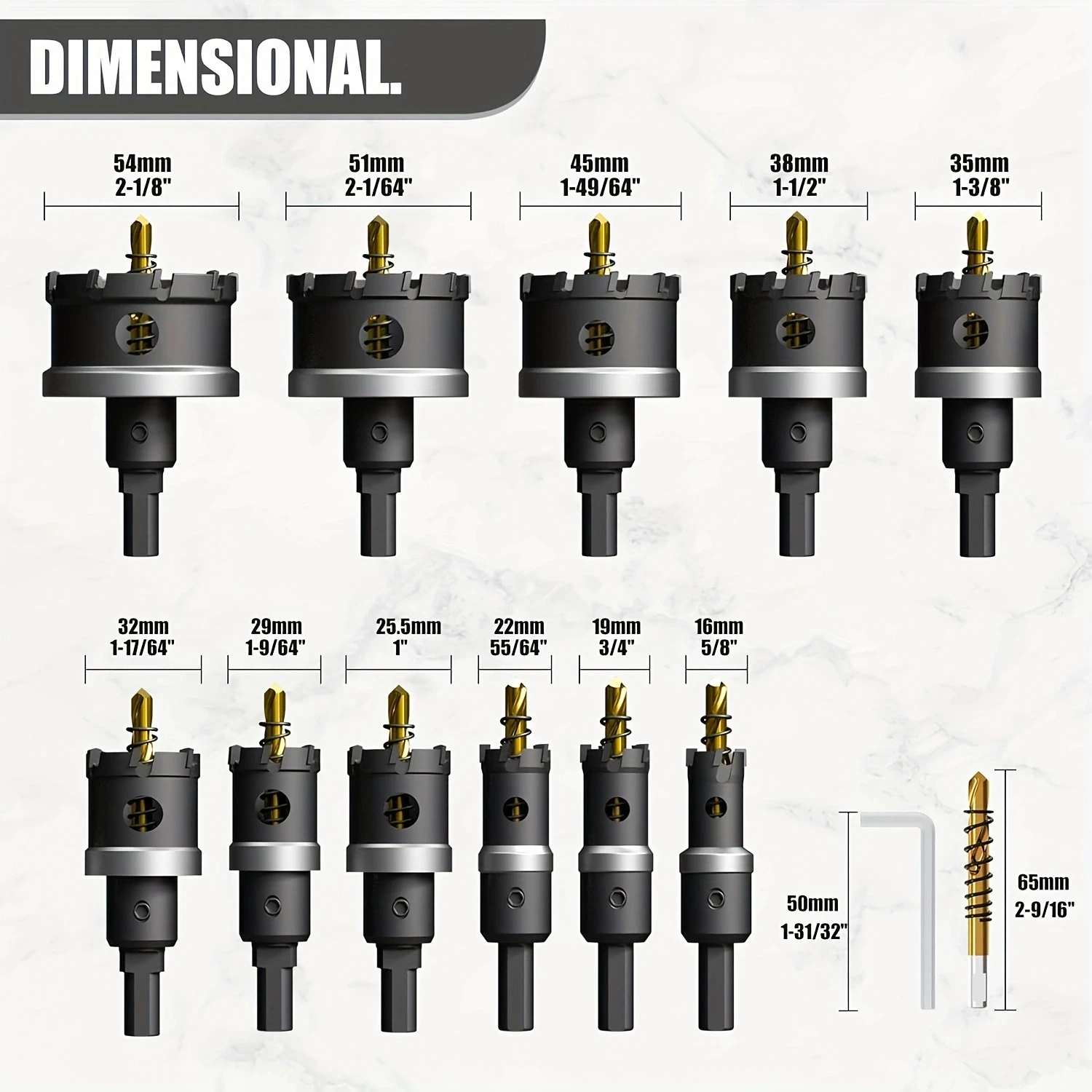 19PCS Tungsten Carbide Hole Saw Kit, 5/8