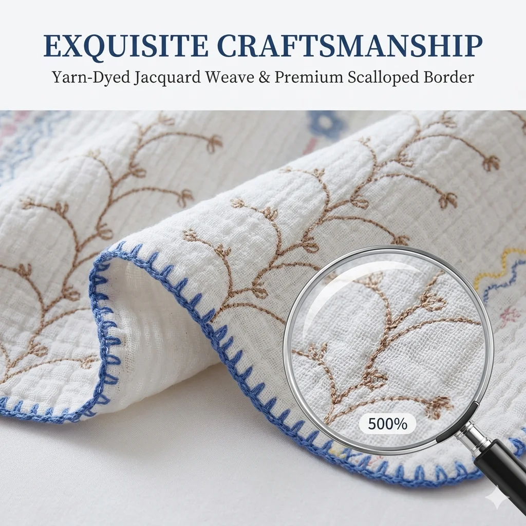 100% Cotton Gauze Bed Cover Mat Summer Cooling Quilt Yarn-Dyed Jacquard Blanket Class A Soft Skin-Friendly Mattress Protector