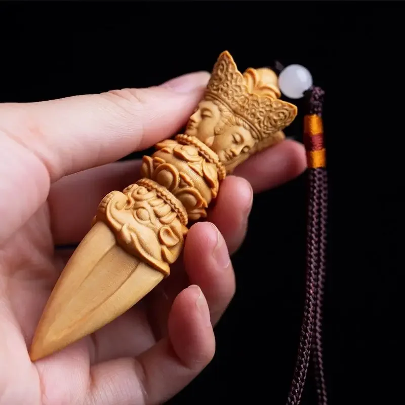 

Boxwood Carving Vajra Pestle Type Tool Cliff Cypress Wood Hand Piece Small Pendant Ornaments Artifact Statues for Decoration