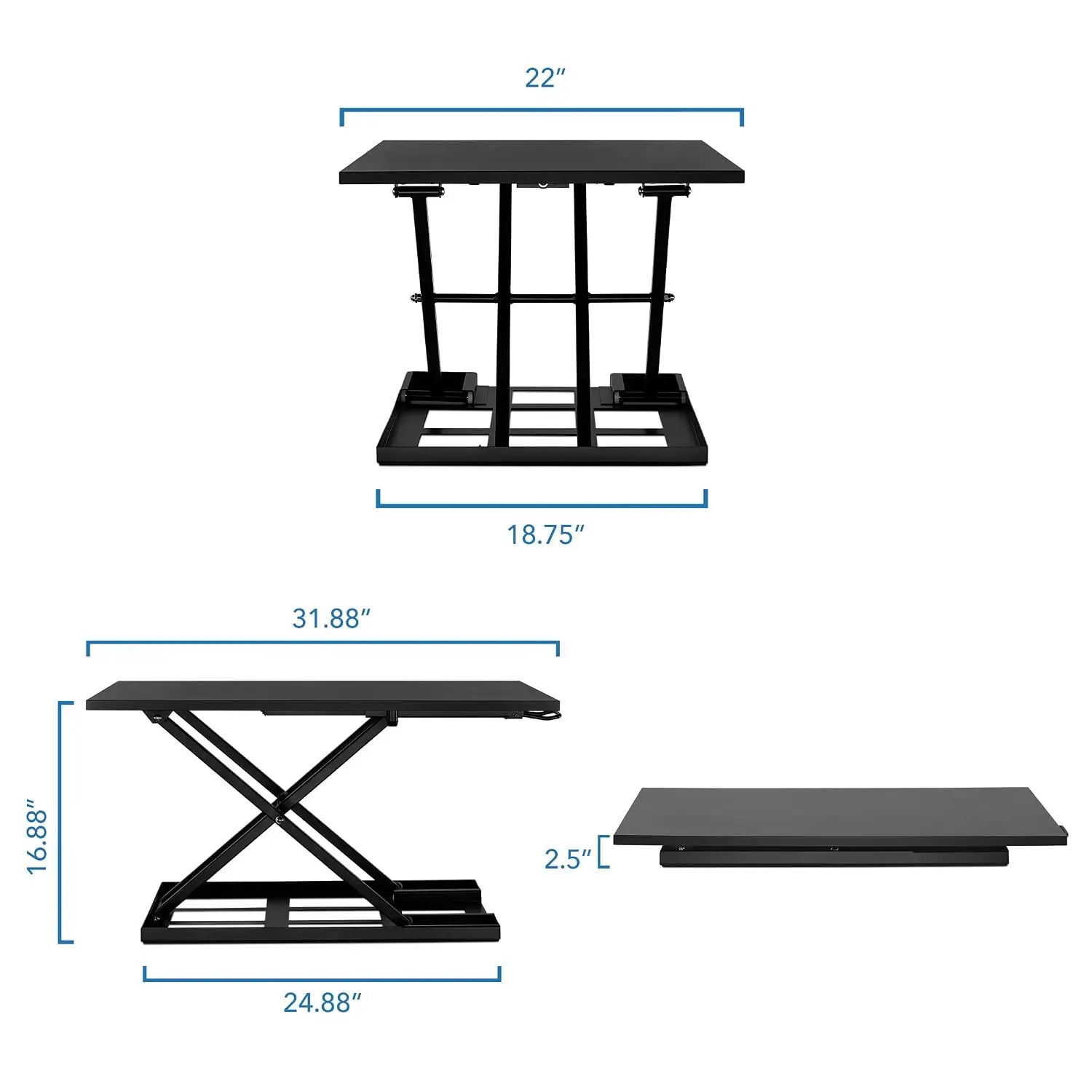 Height Adjustable Desk Converter 32x22 Inch, Gas Spring Sit Stand Riser, Slim Desktop Workstation For Home & Office, Customized
