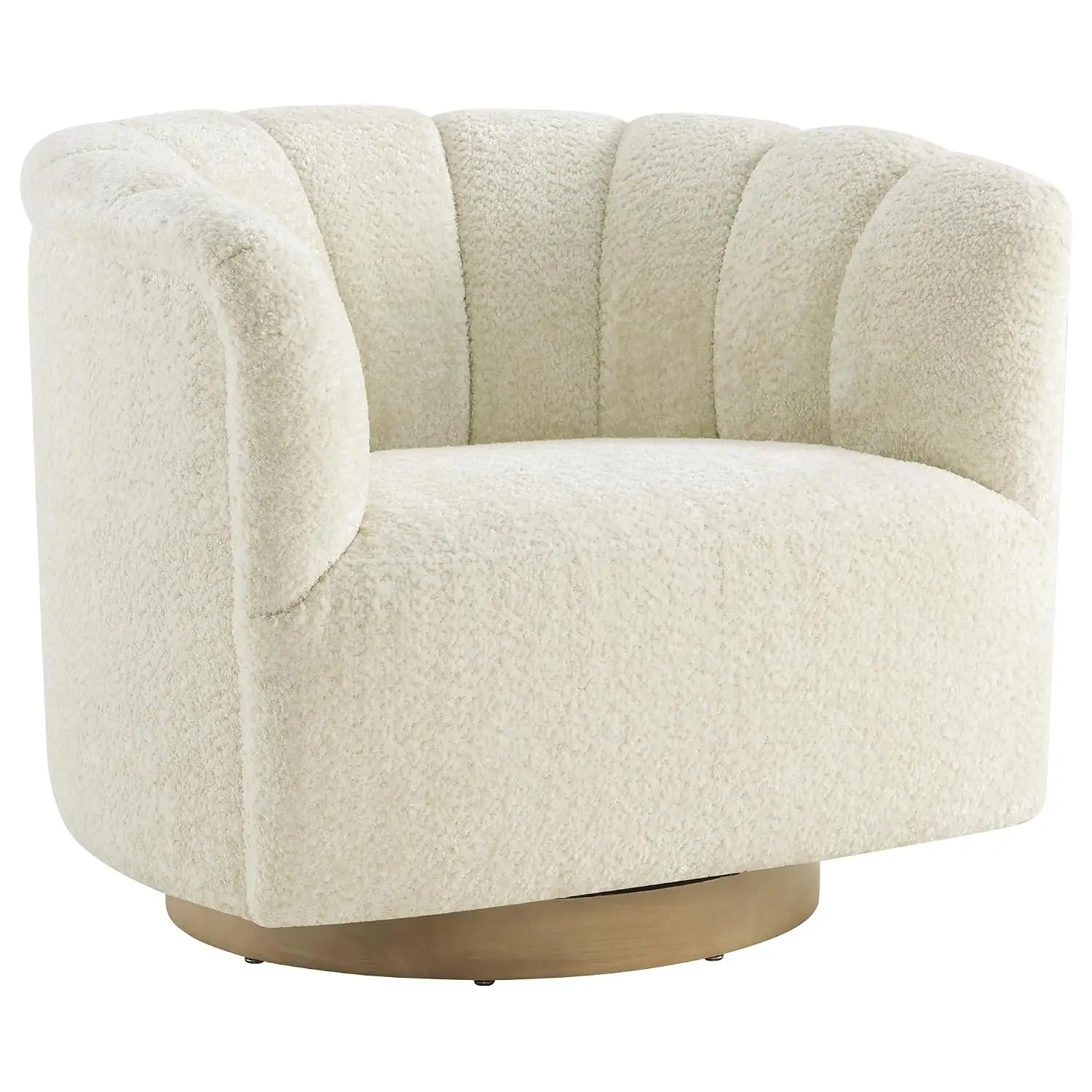 Channel-Tufted Fabric Swivel Accent Chair Fully Assembled Cream, Customized