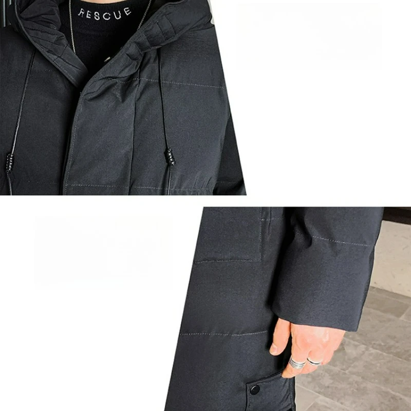 2026 Winter Man Cotton-Padded Jacket Simple Solid Color Cold-proof Outerwear Mid Length Long Sleeve Zipper Daily Men Hooded Coat