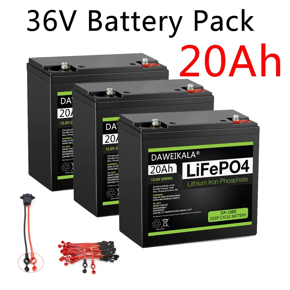 36V battery pack 20Ah lifepo4 battery Real capacity for electric bicycle ebike battery 36v electric scooter 12V 3S1P