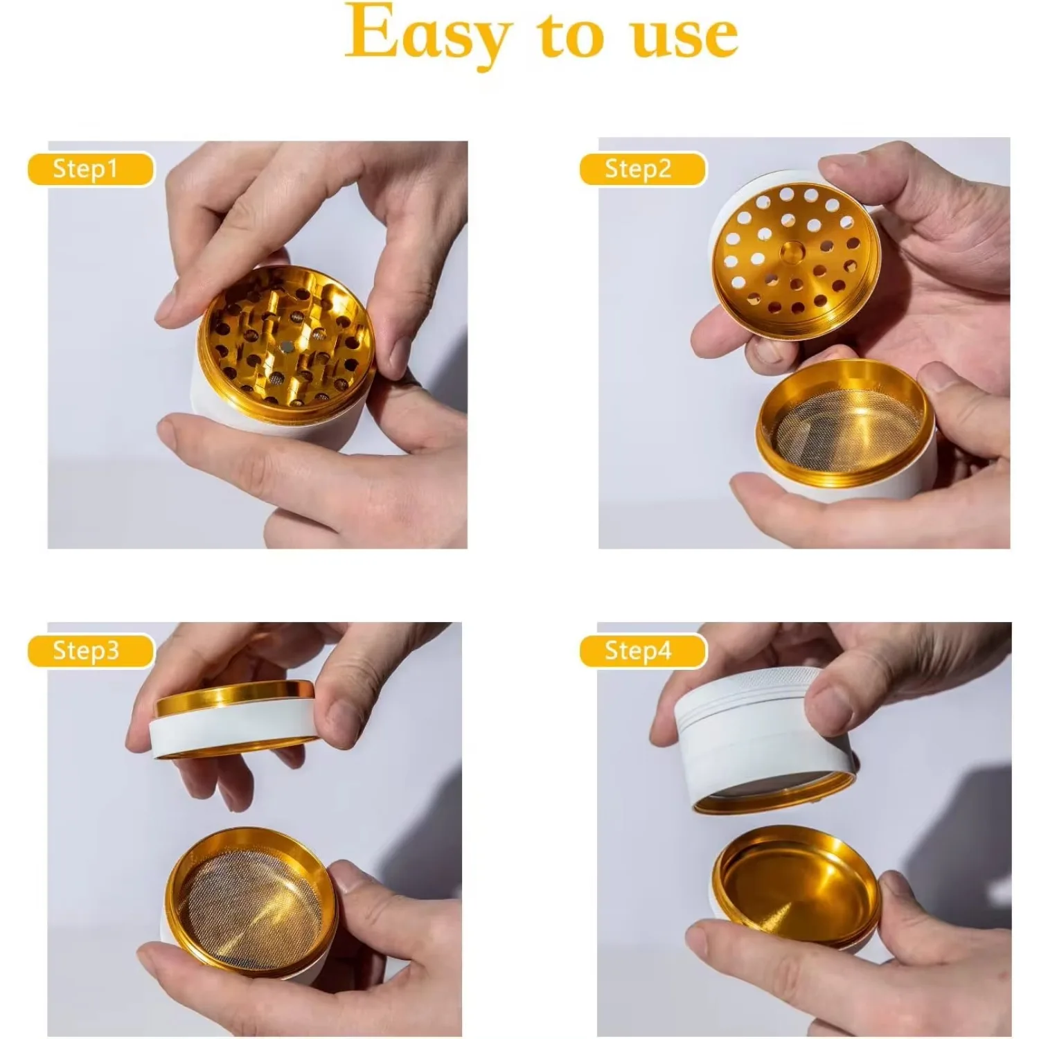 White Matte Finish Crusher 2.5inch Aluminum Alloy Crusher