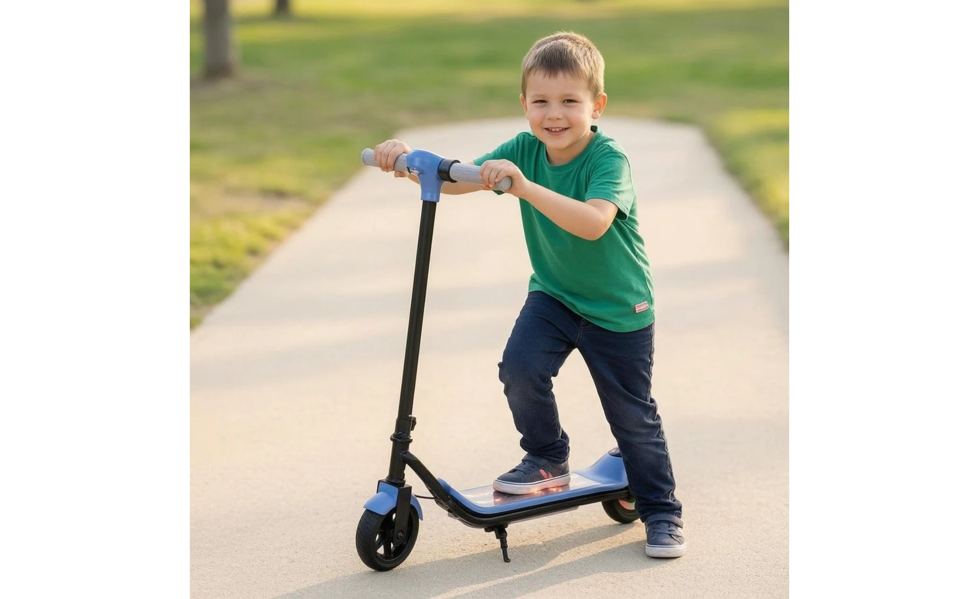 Children's Electric Scooter Anti-Slip Deck Two-Wheel Scooter Kids Rideable 6.5-Inch Road Tire Built-in Lights