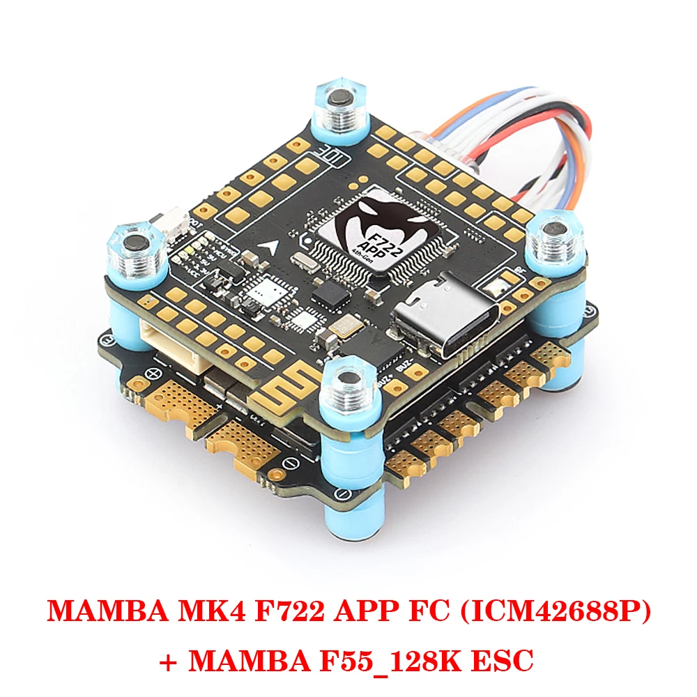 DIATONE MAMBA MK4 F722 APP Flight Controller ICM42688P W/ BLHeli_32 F45/F55/F65_128K 4in1 ESC Dshot 300/600/1200 For FPV Drone