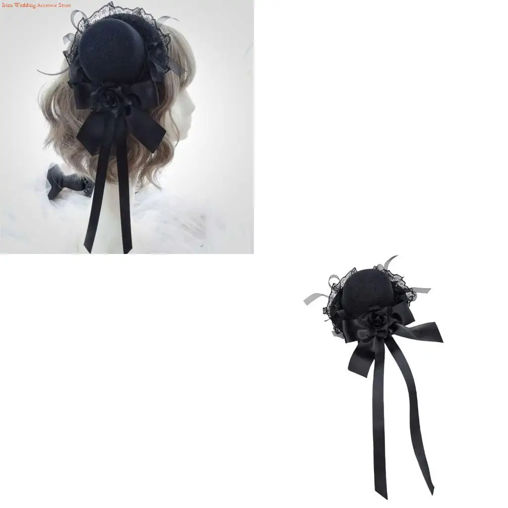 G92D Elegant Punk Hair Clip Headpiece With Lace Rose Hair Clip For Women Girl Cosplay Party Costume Photography Accessories