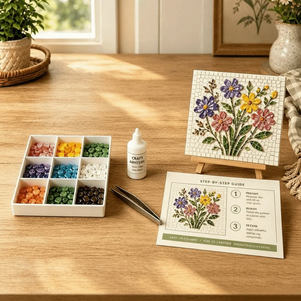 Glass Tiles Mosaic Kit DIY Beginner Friendly Glass Art Material Glass Mosaic Kit Mosaic Craft Supply DIY Glass Craft