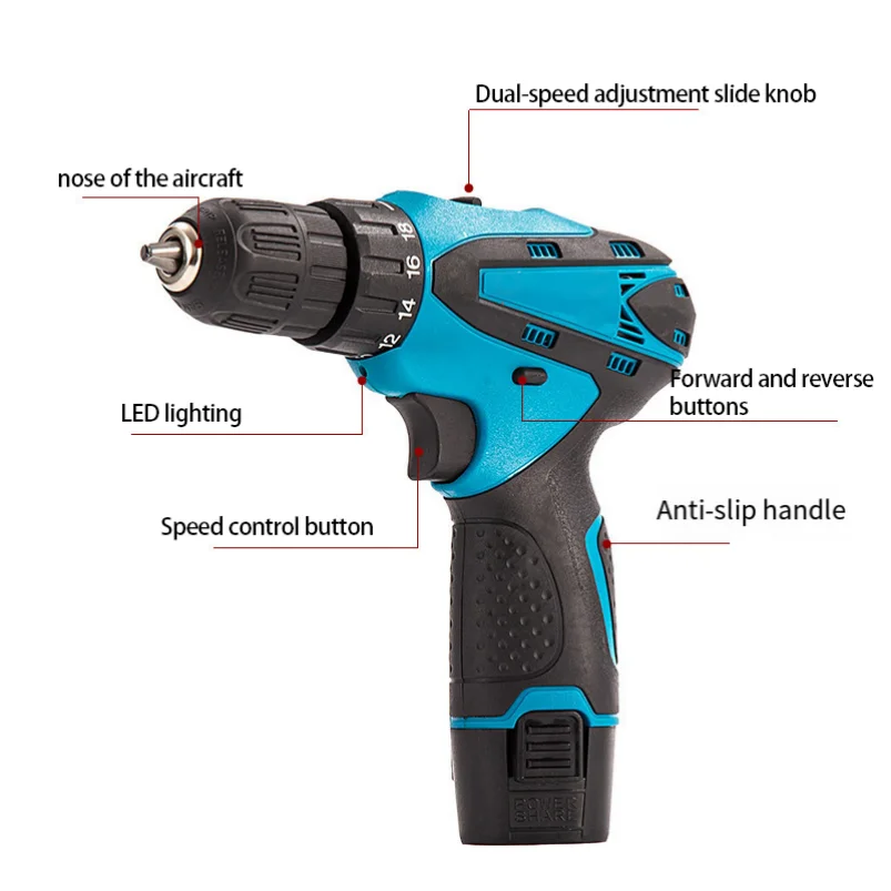 

21V electric screwdriver, mini lithium screwdriver, cordless drill, woodworking power tool, built-in battery