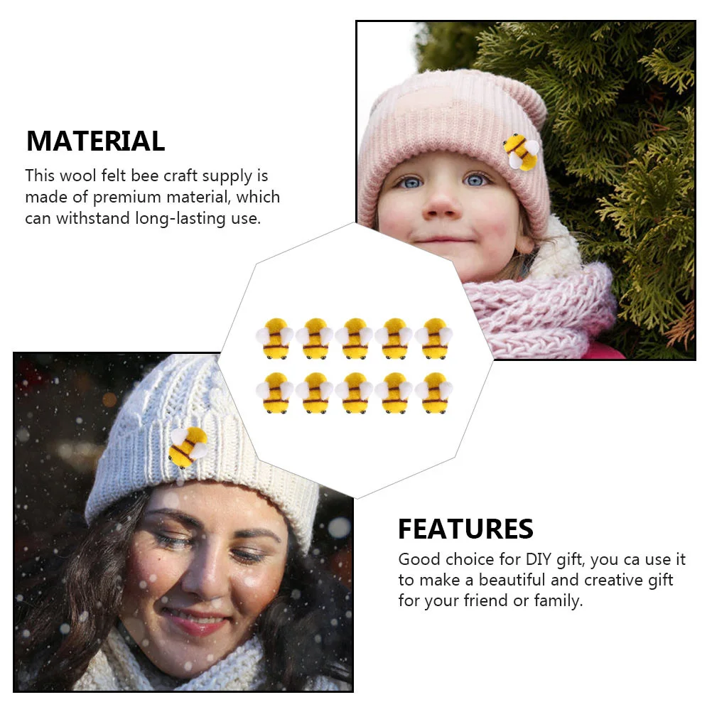 

30Pcs Felt Bees for Crafts Cute Tiny Bees Handcraft Material Great for Birthday Party Decoration and Gift Making