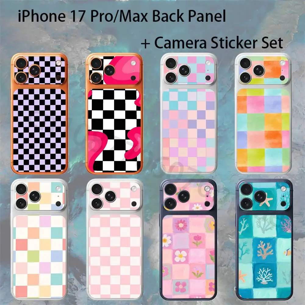 

Pastel checkerboard For iPhone 17pro/pro Max Full body Back Cover Decal Skin Colorful Rear Protective Sticker Film