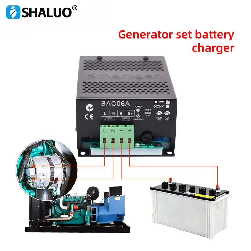 Diesel Generator Smartgen Automotive  Lead Acid 12V 24V 6A Battery Charger Bac06a