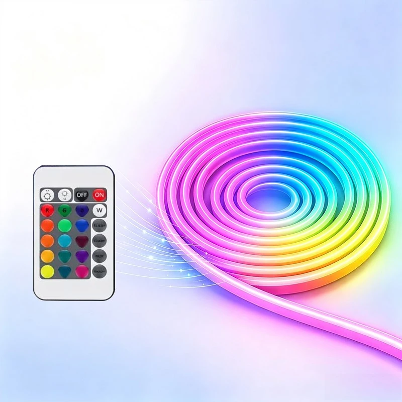 RGB Color Changing Neon Light Strip, 24-Key Infrared Remote, Cuttable & Plug-and-Play USB Powered