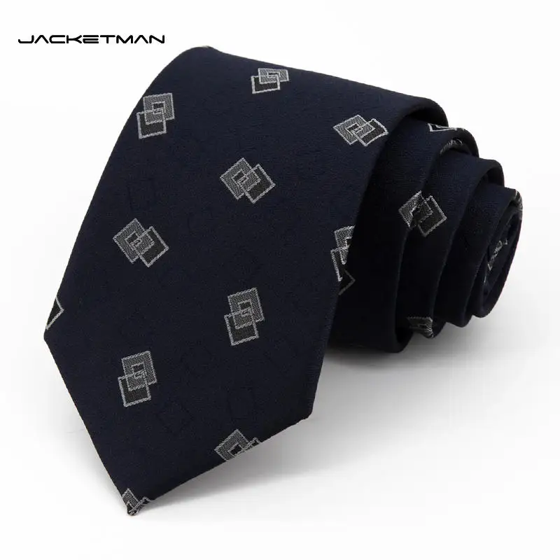 High Quality Jacketman Tie Men's Korean Edition Blue Fashion Diamond Geometry Personalized Retro Formal Fashion Wide 8cm Style