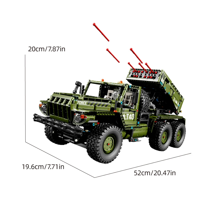 Military Rocket Launcher Vehicle Building Blocks Diy War Armed Rocket Truck Armored Car Model Bricks Toys For Kids Holiday Gifts