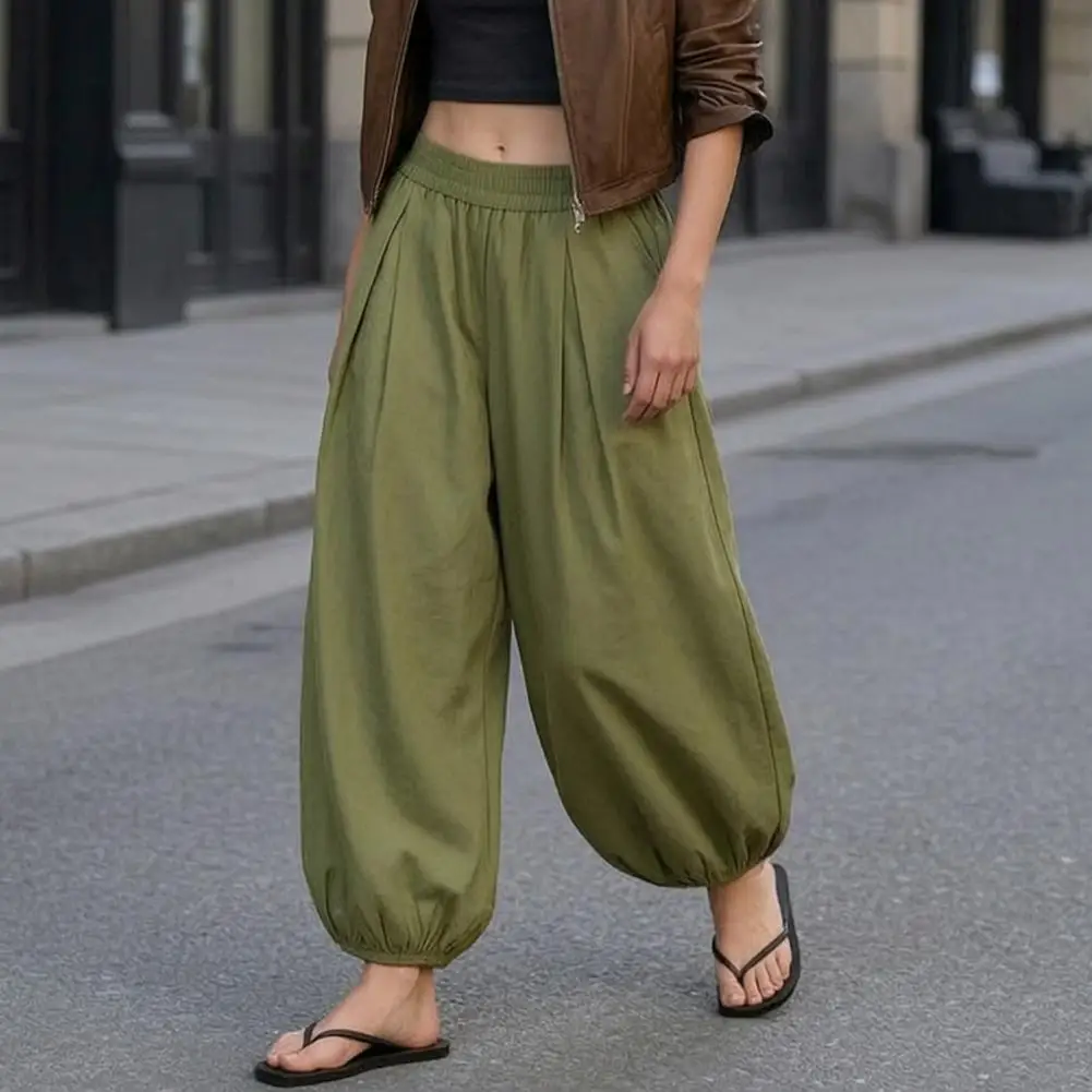 Wear Pants High Waisted Pants Women Wide Leg Barrel Pants High Waisted Balloon Trousers Solid Color Pleated Baggy for Wear