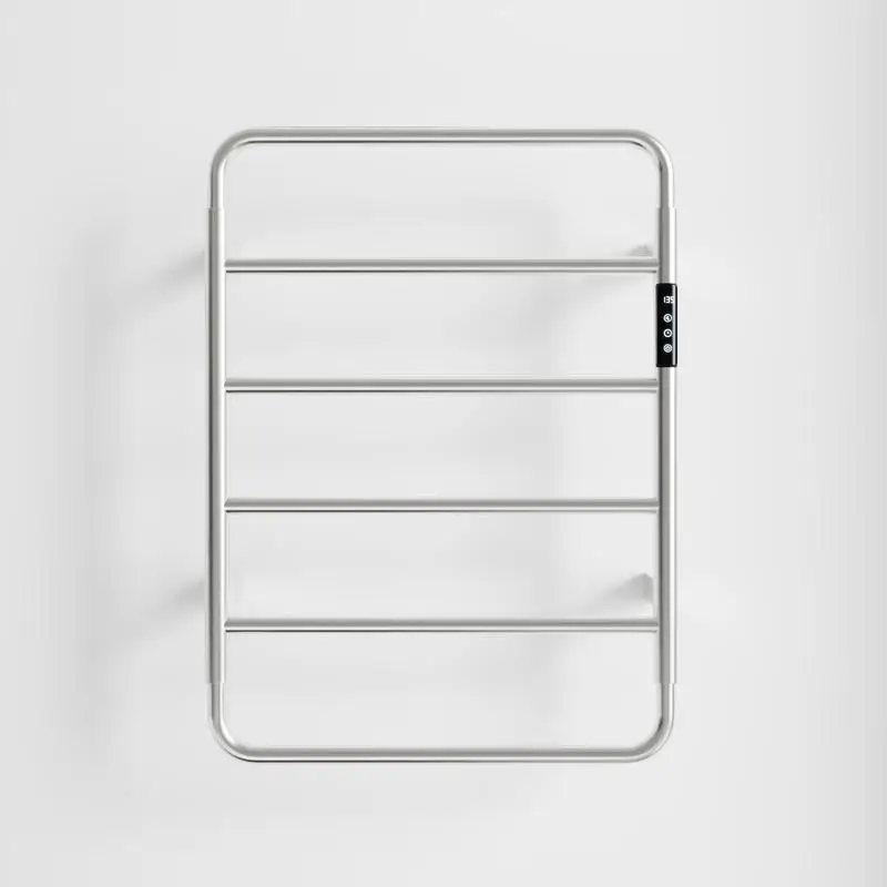 

18.7" Heated Towel Rack for Bathroom, Wall-Mounted, 6-Bar Towel Warmer, 304 Stainless Steel, Touch Screen Timer, Plug-in or