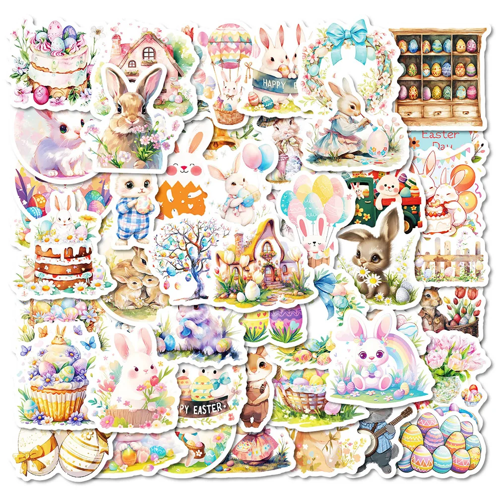 10/30/50pcs Easter Theme Rabbit Egg Stickers Cartoon Decoration DIY Phone Notebook Fridge Bike Skateboard Suitcase Toys Gifts