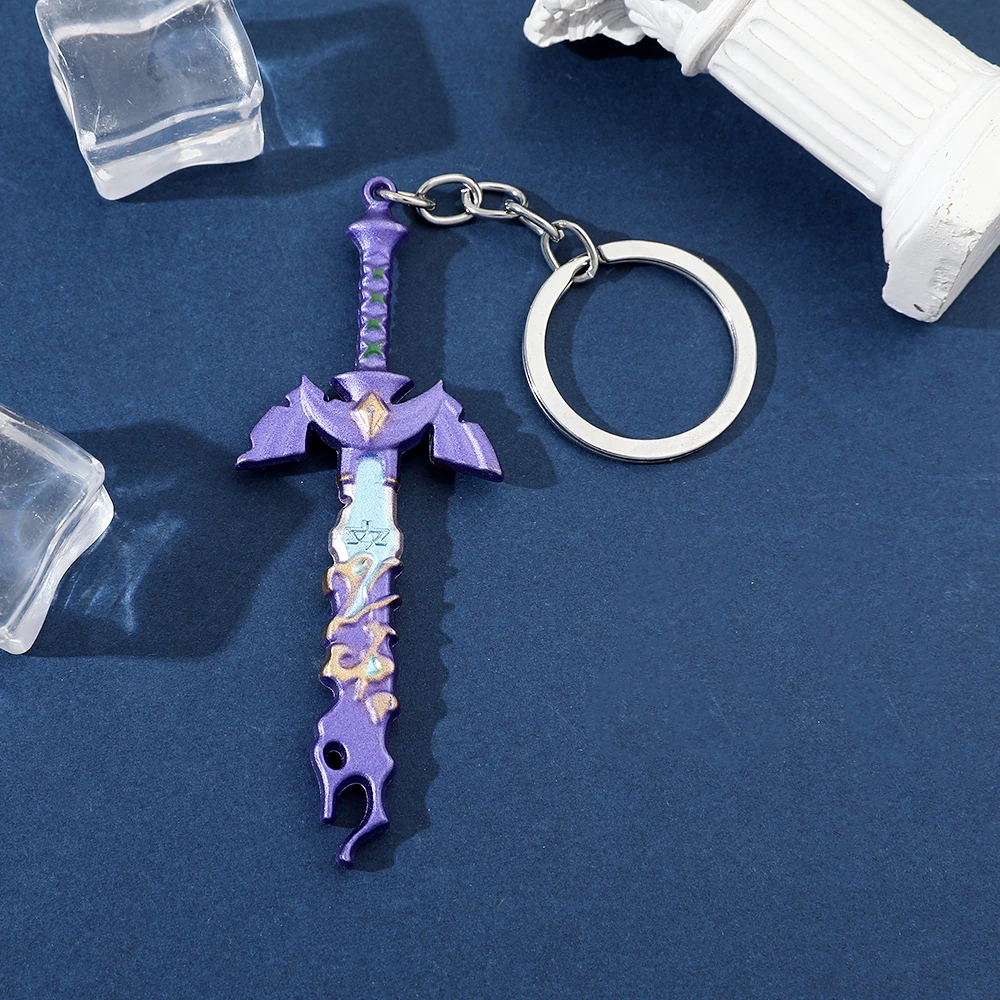 Legend of Master Sword Model Keychain for Men Kingdom Tears Multi-color Pendant Key Ring Fans Collection Jewelry Gifts