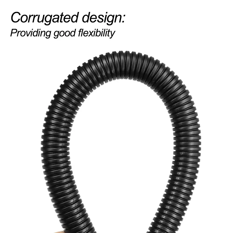 2/5/10m PP Corrugated Conduit AD 7.5 ~ 34.5mm Flexible Cable Sleeve Auto Engine Wire Protection Electrical Thread Hose