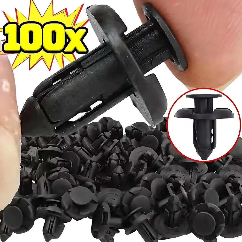 8mm Black Bumper Clips Car Push Rivets Retainer Kit Inner Fender Liner & Splash Shield Universal Plastic Fasteners Replacement