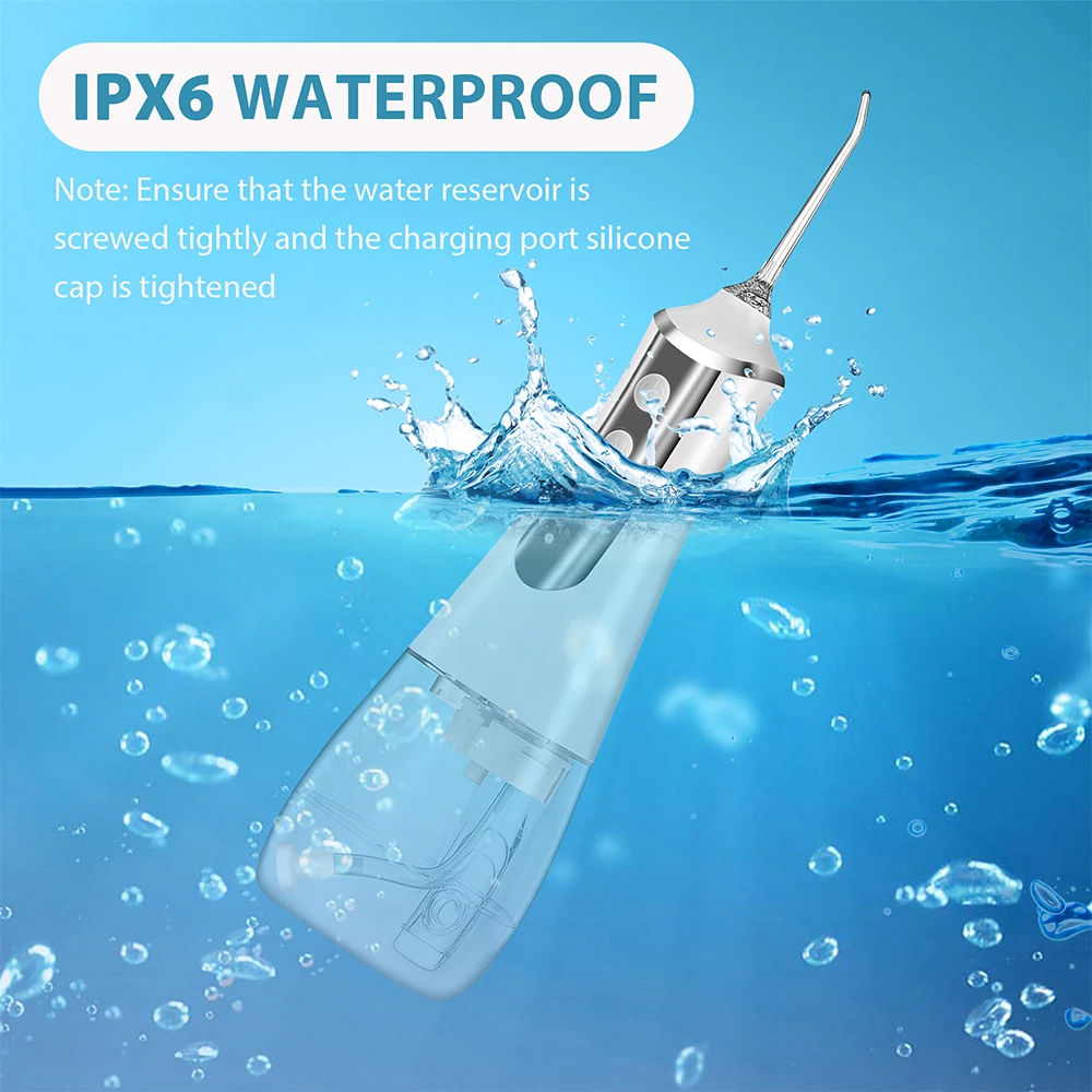 Water Flosser Dental Teeth Portable Cordless Oral Irrigator Large 300ML Rechargeable Travel Flossing Cleaner IPX6 Waterproof