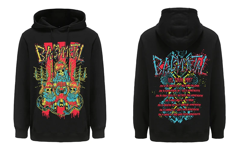 

Heavy Metal Rock Band BABYMETAL Graphic Double Printed Hoodie Sweatshirts Men Long Sleeve Hoody Tops Harajuku Streetwear Hip Hop