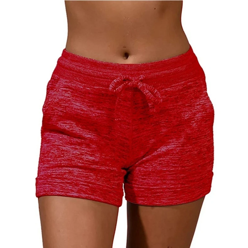 Pantalones cortos de talla grande para mujer, Shorts informales ajustados de Color puro, cintura elástica, deportivos, Fitness, S-5XL