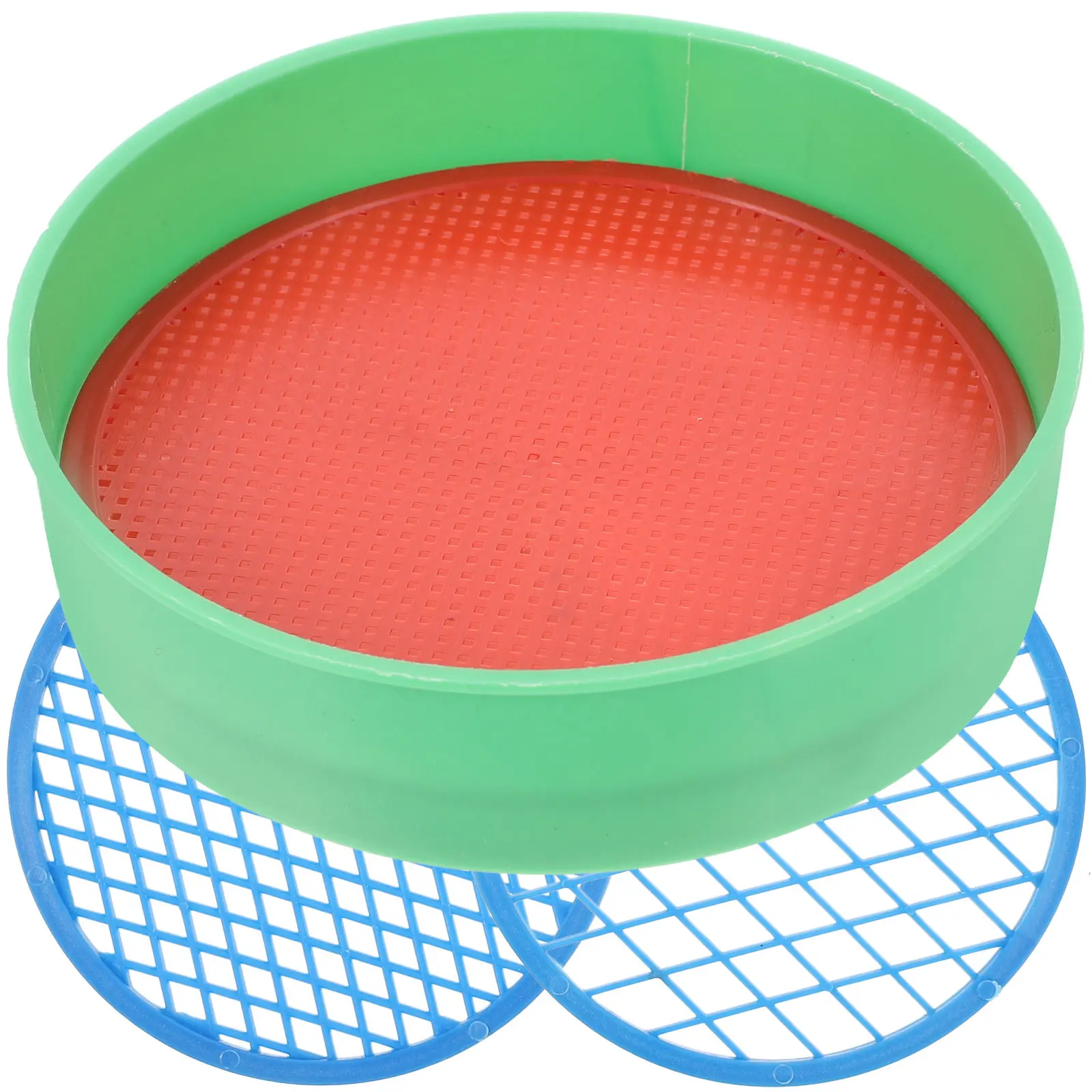 Kids Sand Sifter Set 4 Piece Colorful Plastic Beach Sieves Easy Grip Toys for Outdoor Backyard Play