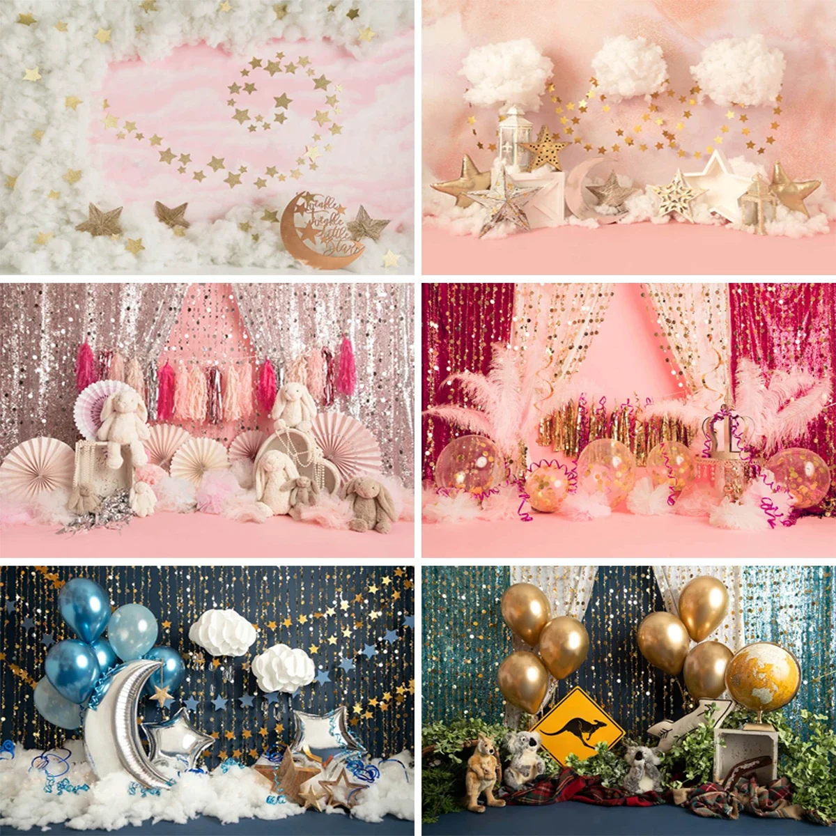 

Newborn 1st Birthday Backdrop Balloon Boy Girl Cake Smash Photography Background Decorative Props For Photo Studio Baby Shower