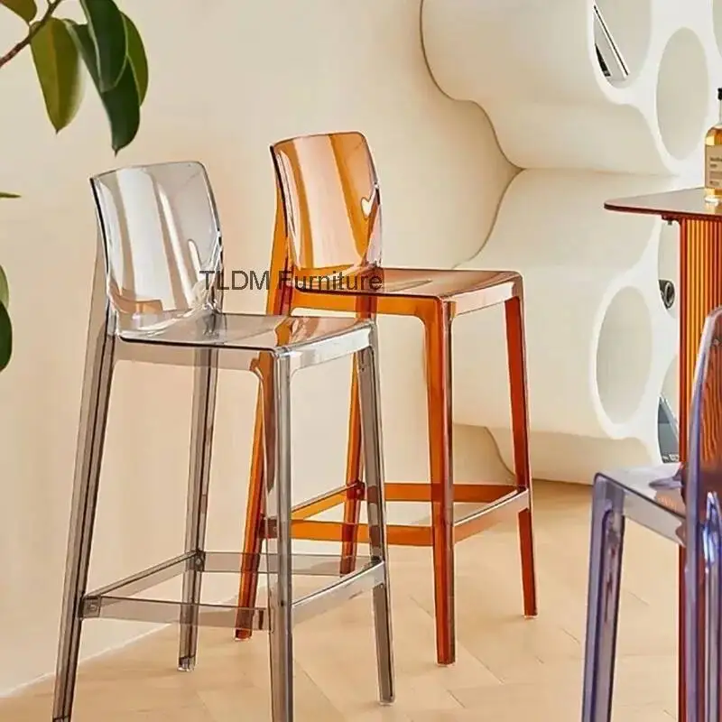 

Скандинавский современный роскошный прозрачный акриловый барный стул - креативный высокий стул для кафе и домашнего использования, модные барные стулья с высоким дизайном сиденья