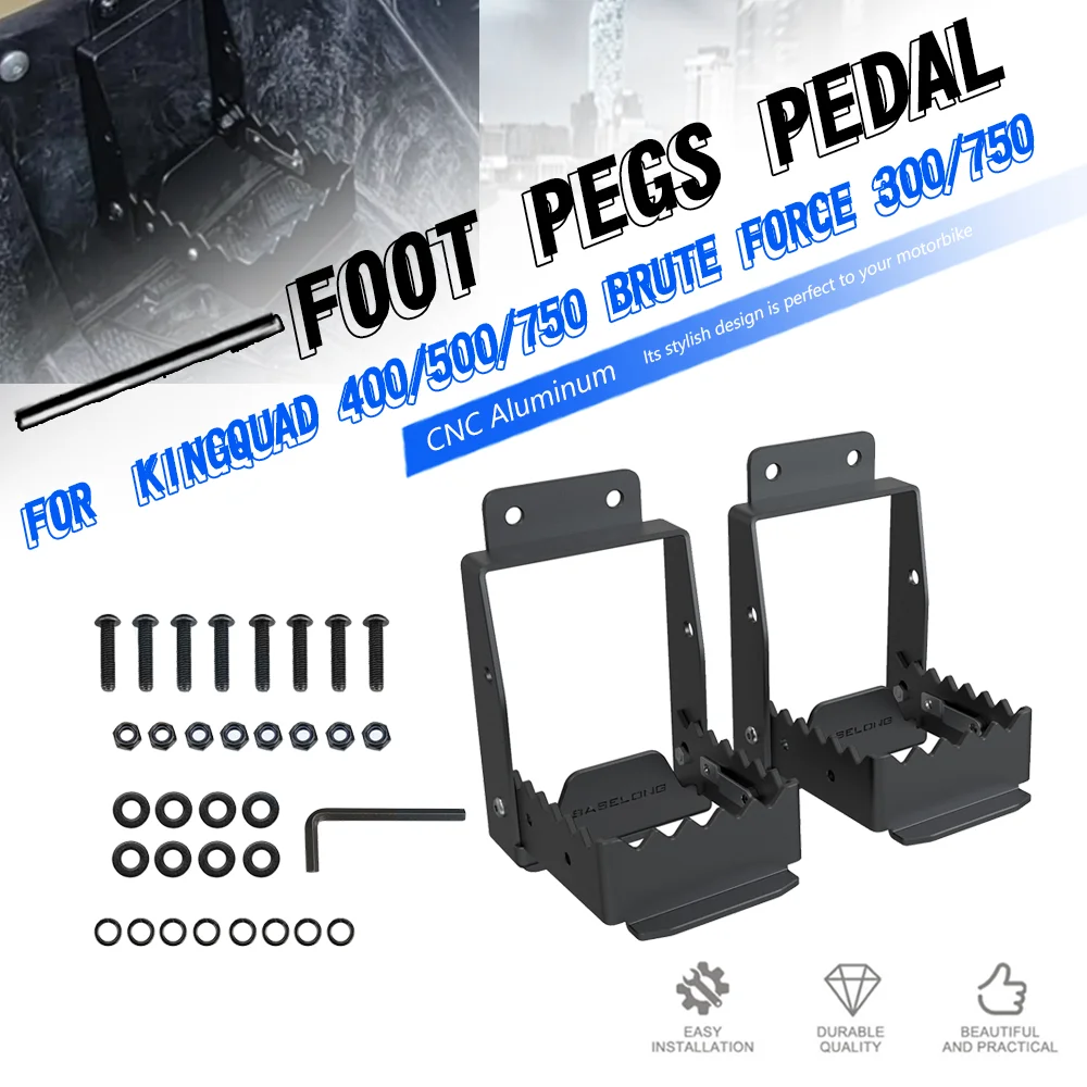 

FOR Suzuki KingQuad 400/500/750 Kawasaki Brute Force 300/750 Motorcycle Set Foot Pegs Footrest Foldable 90° Foot Pedal Rest