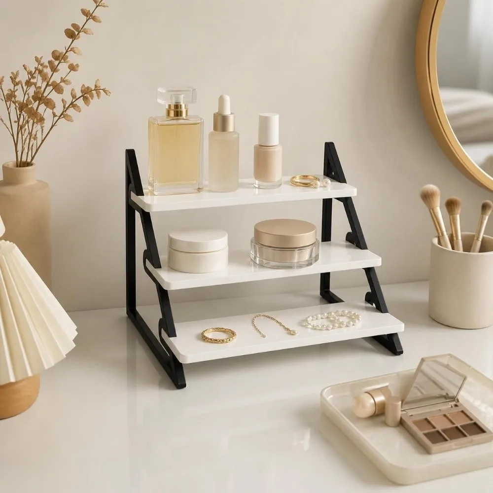 3 Tier Cosmetic Storage Rack Space Saving 3D Printing Jewelry Dispaly Shelf Multi-purpose Large Capacity Model Shelf