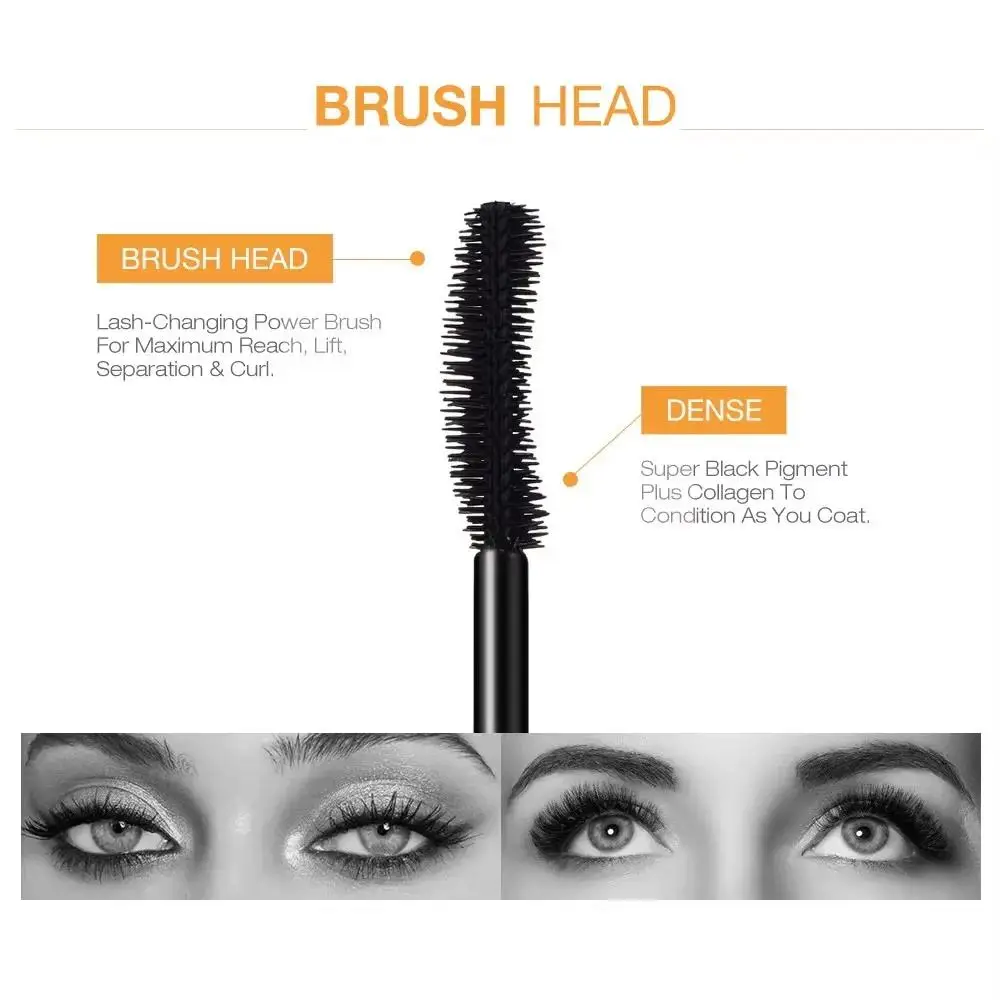 3D Black Mascara For Lengthening Eyelashes Long Lasting Waterproof Volumizing Gold Brush Makeup Beauty Eye Lashes
