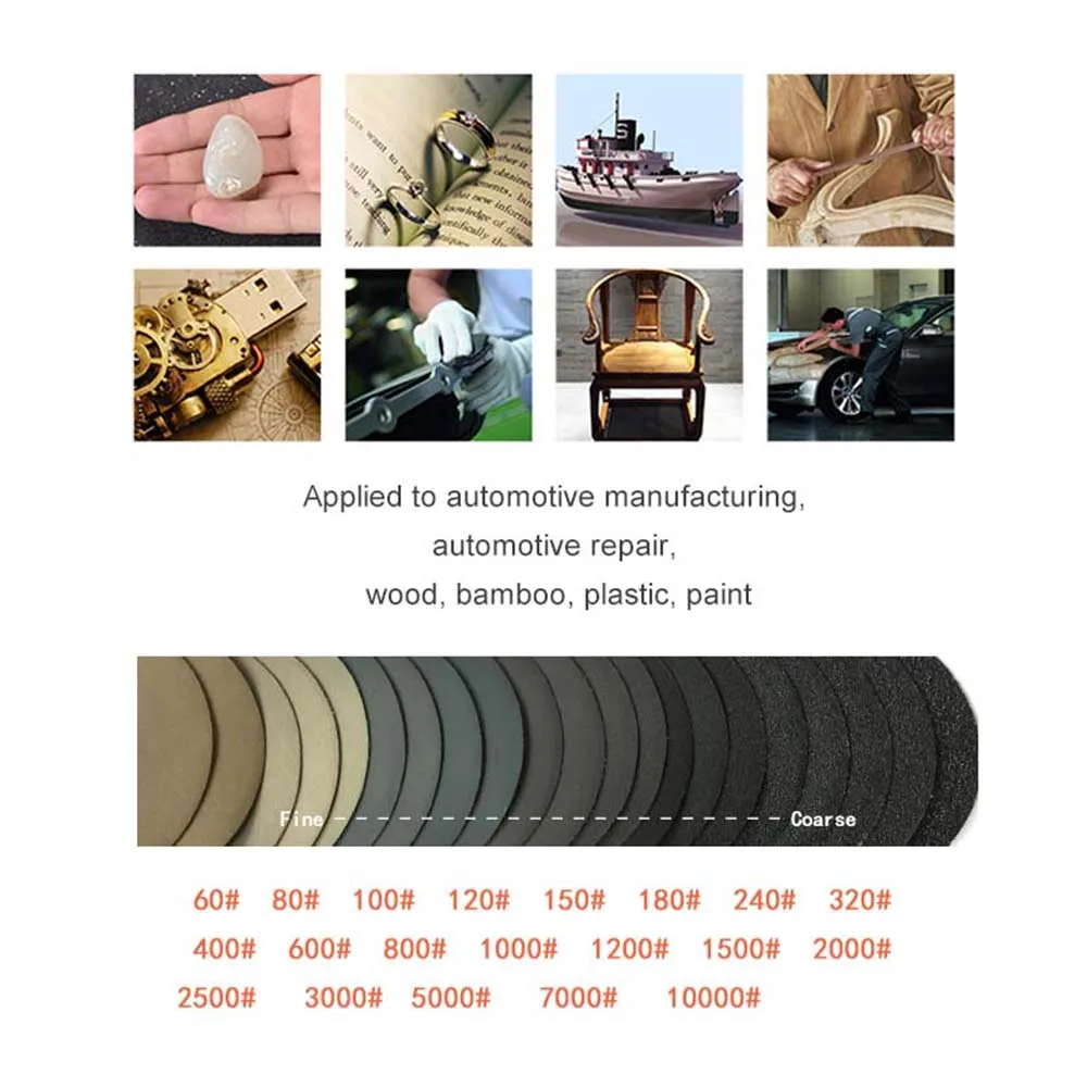 Accessories Supplies Sanding Disc Wet & Dry Flocking Sander Sandpaper 100pcs 50mm 60-10000 Grit Tool Waterproof Car