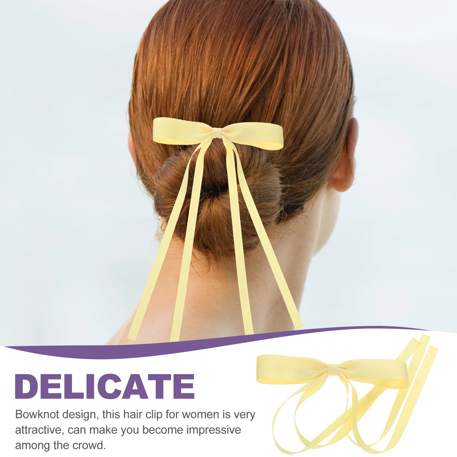 2 قطعة مشبك شعر عقدة الفراشة الدانتيل مقاطع الشعر القوس الكبير للنساء نمط طويل مشبك معدني آمن عقد حفل زفاف حفلة موسيقية #5