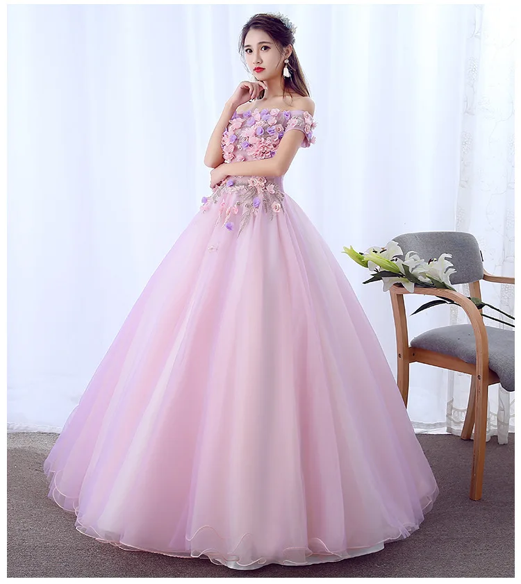 Light Purple Charming Flowers Off the Shoulder Prom Dresses Princess Birthday Gown Evening Party For Women فستان حفلات الزفاف