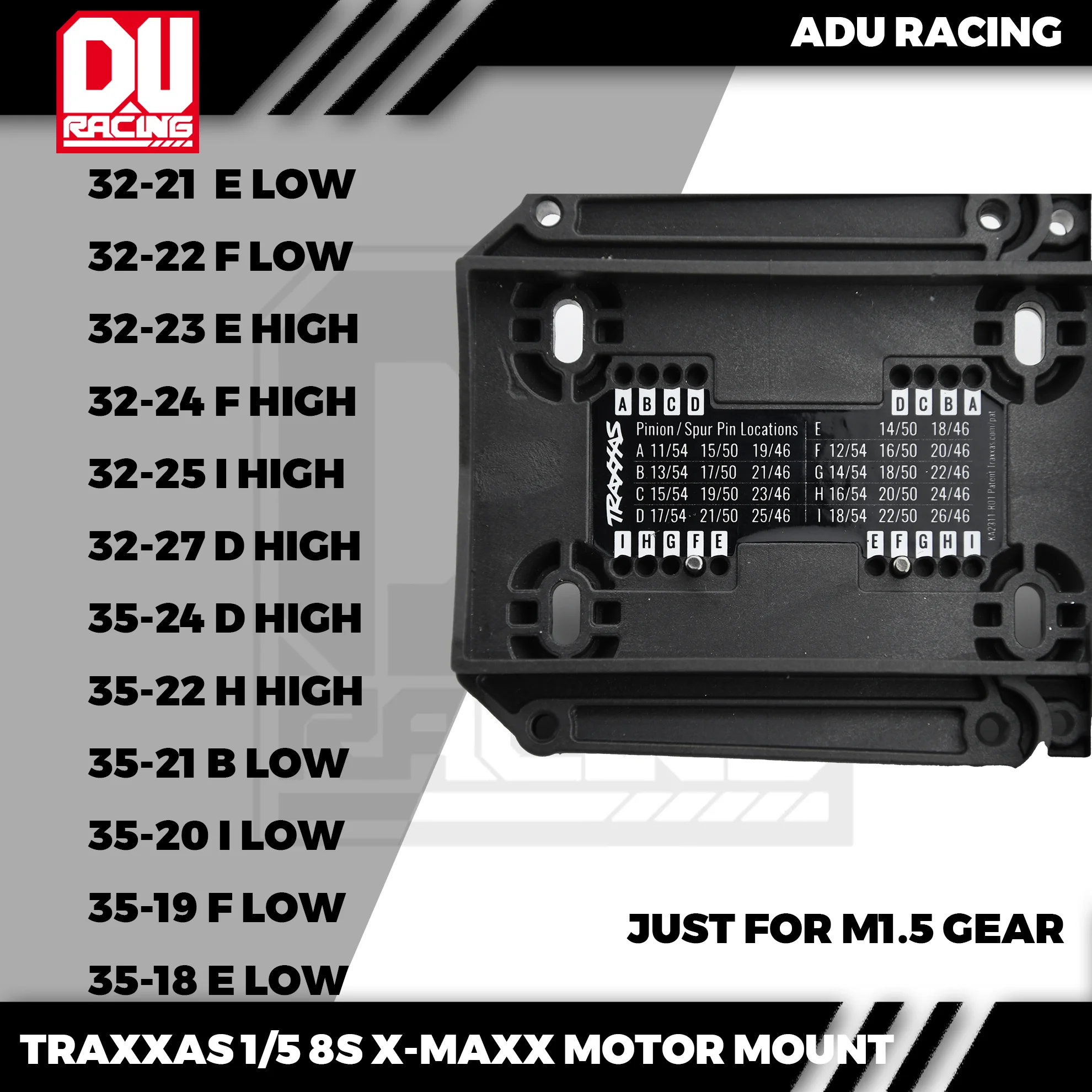 ADU RACING 7075-T6 ALU TAIL HOOP 1/5 X-MAXX motor mount for HOBBYWING CASTLE 56 2028 motor with stock pin set