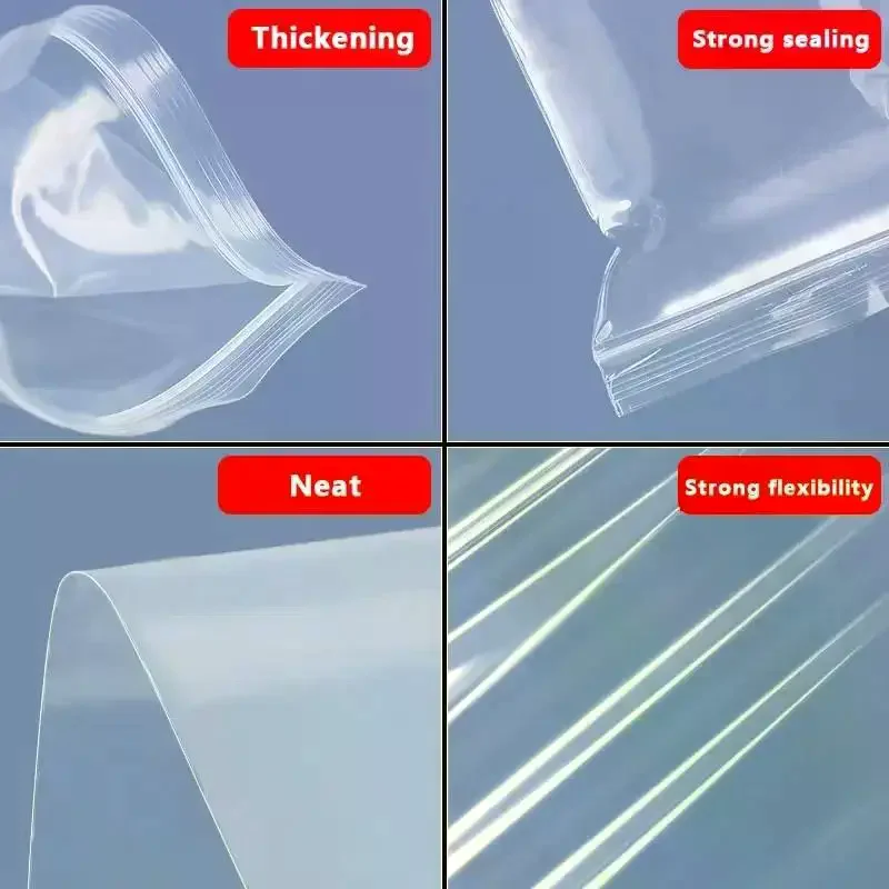 100Pcs Thicken Zipper Sealed Bag Clear Plastic Pouch for Small Jewelry Food Packing Reclosable Storage Bag Jewelry Making