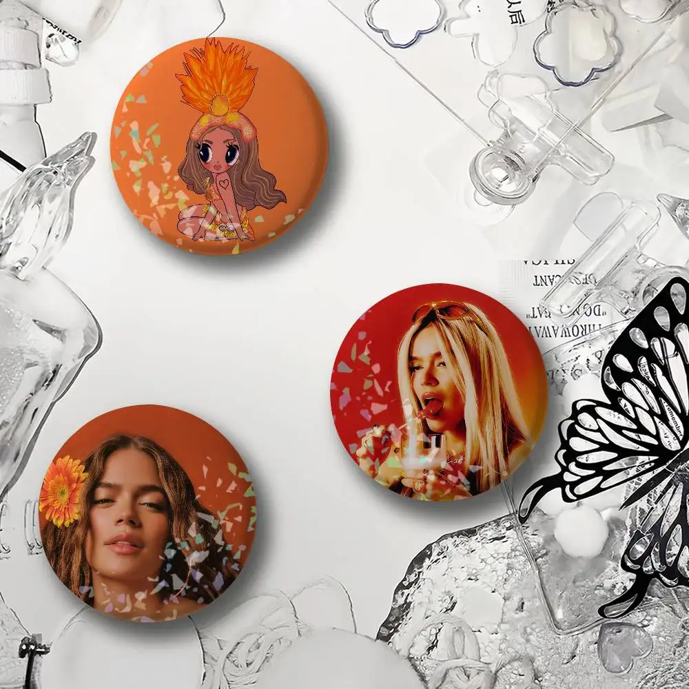 Singer K-Karol G-S Tropicoqueta Laser Badge Round Exquisite Brooches Creative Pins for Clothes Hat Accessories