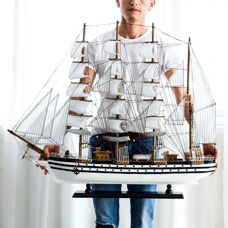 

Sailing model ornament finished wooden handicrafts living room home decoration light luxury large