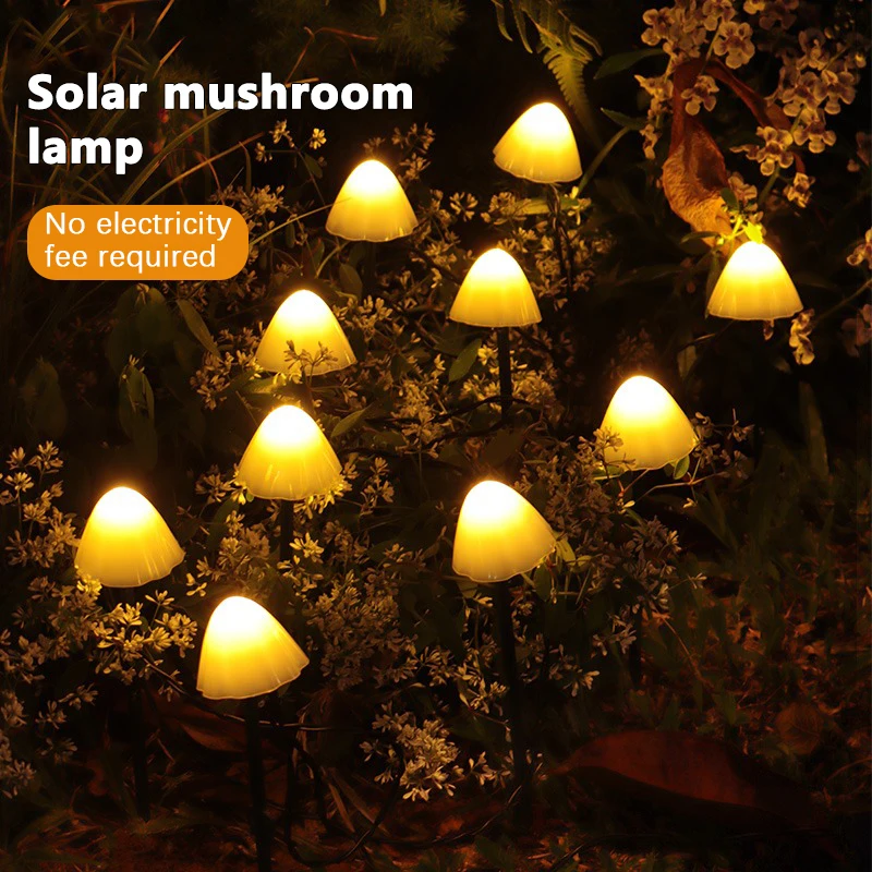 LEDsolar Mushroom Lawn Lamp Outdoor Waterproof 8-mode Fairy Path Landscape Lamp Courtyard Terrace Garden Decorative Light String