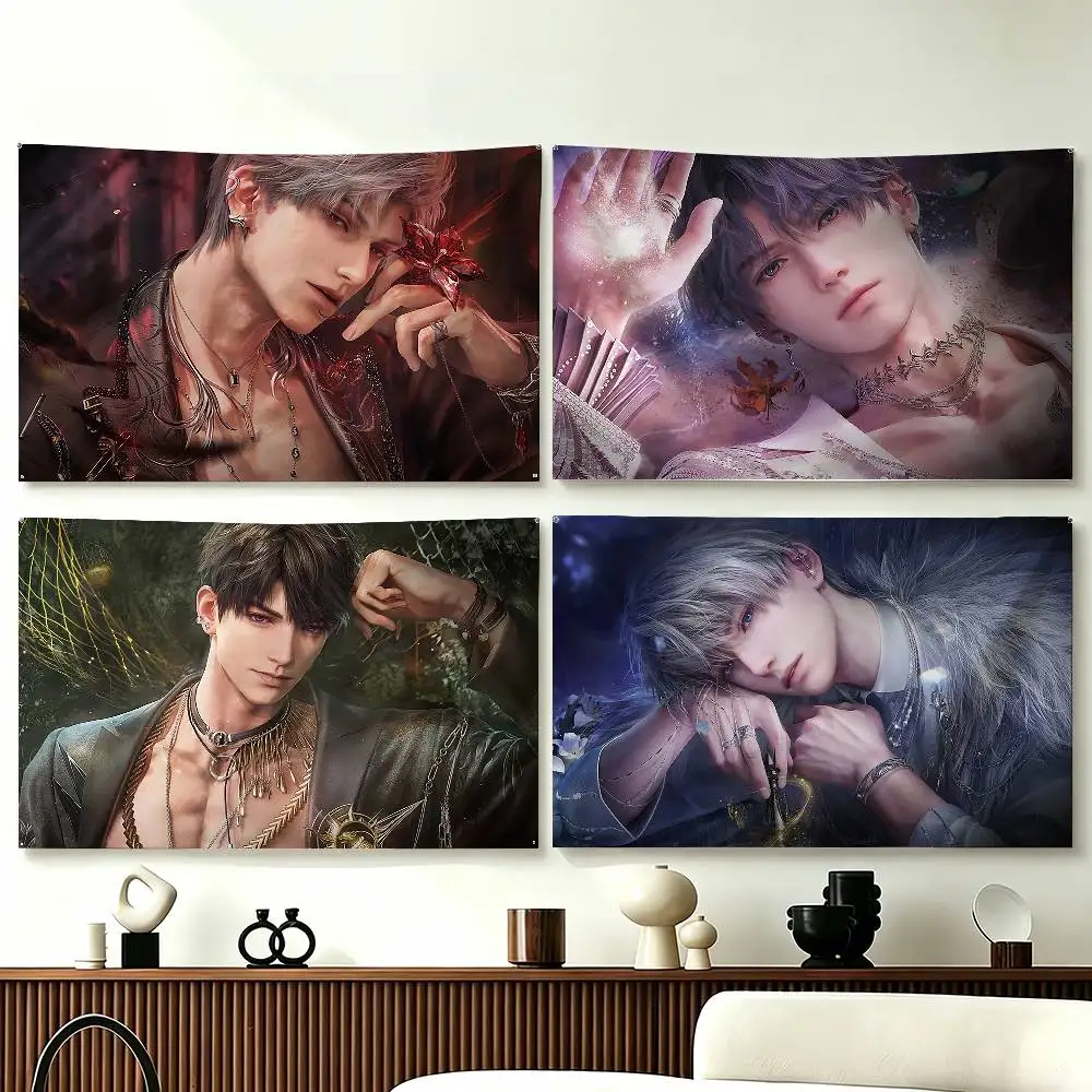 

L-Love and D-Deepspace Q Version X-Xavier Z-Zaynie S-Sylus Rafayel Flags Wall Hanging Tapestry Outdoor Garage Room Decorative