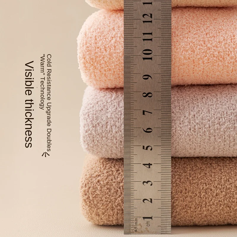 Non-Slip Grip Sock Slipper Indoor Lamb Fleece Women Thickened anti-slip Floor Home Warm non-shedding Shoe Covers 2W105