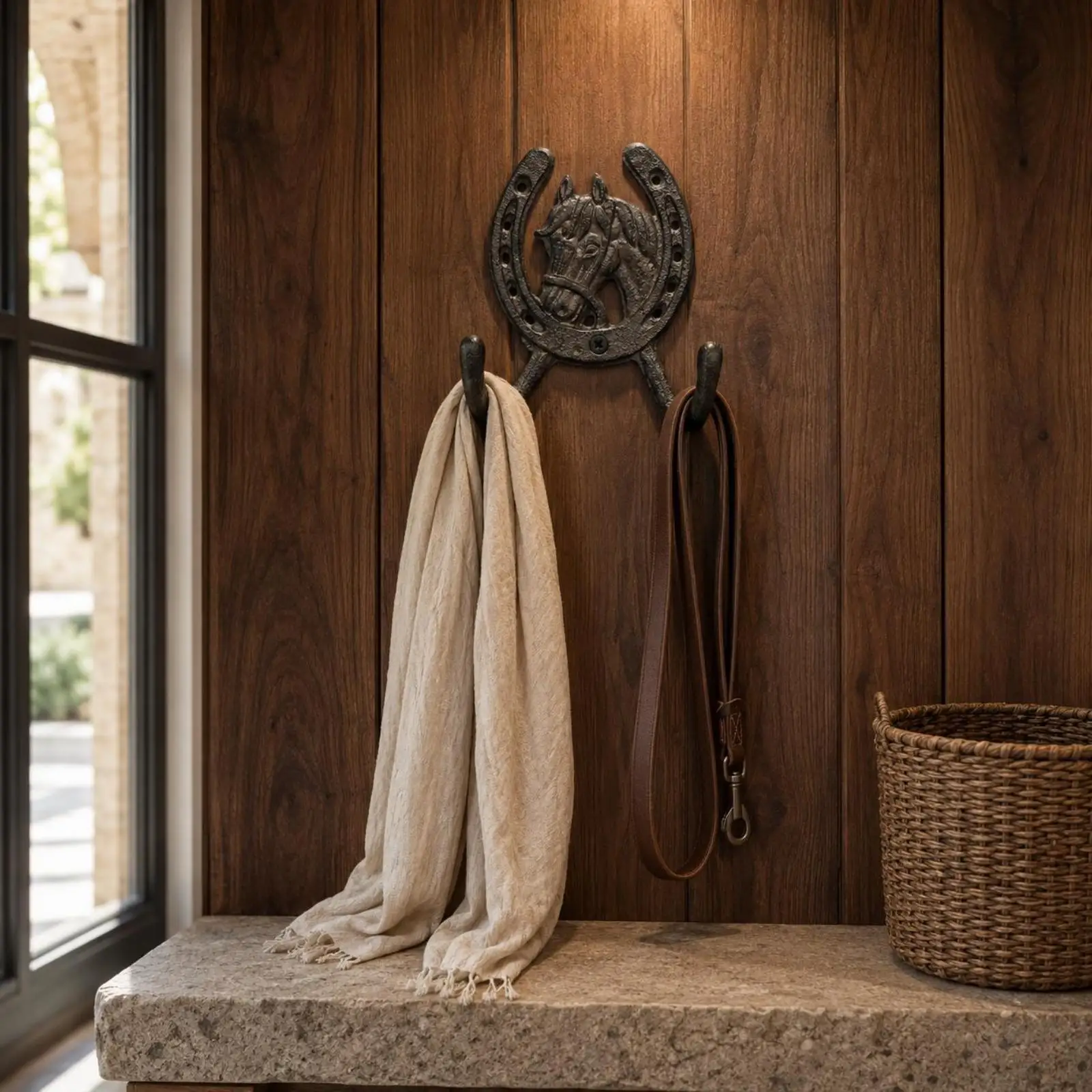 Curved Wall HookTextured Finish Cast Iron Wall Hook Antique Style Home Fixture for Entryway, Hallway