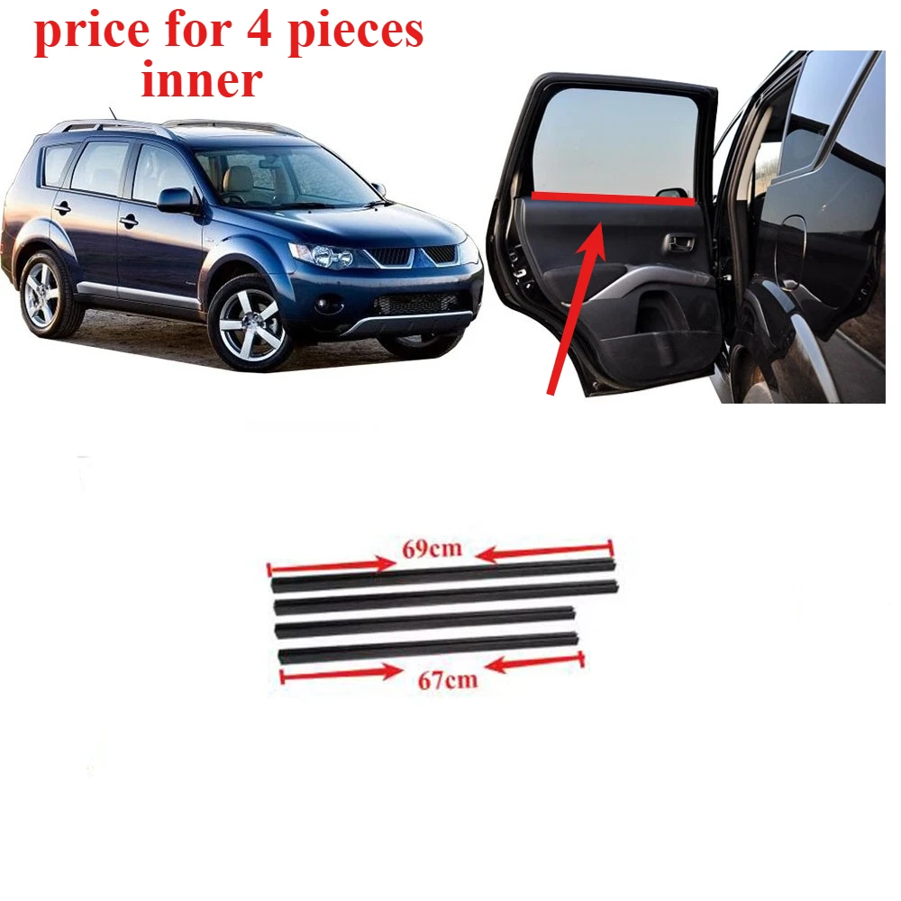 

4 Pieces 1 Set Inner 5727A258 Moulding Belt Line Seal for Outlander 2007-2012 CW Rubber for Peugeot 4007