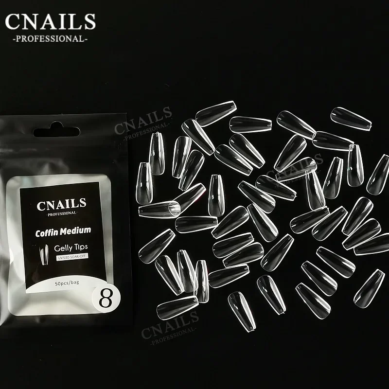 

Coffin Medium Nail Tips 50 Pcs/Bag Stiletto Short Full Gel Tips For Nails Sculpted Gel-X Clear False Nails Fake Tips Extension